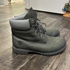 Timberland Green Leather Boots Men’s 11.5W Nubuck 6” High Tall Work Perforated